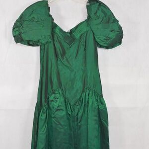 Vintage Green Taffeta Dress Sz S Highlite